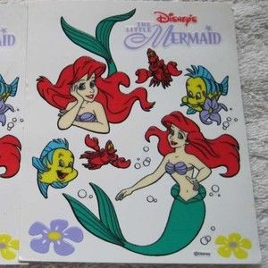 Disney's Little Mermaid 2 Sticker Sheets Ariel Flounder Sebastian Flowers Favors